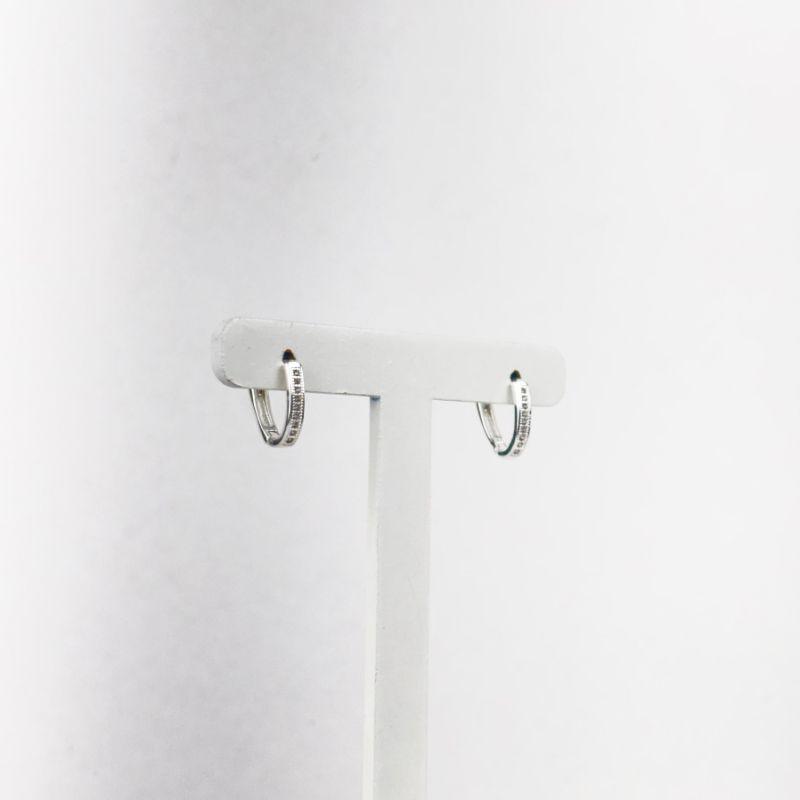 Brinco Argolinha Oval Cravejada em Microzircônias Folheado a Prata