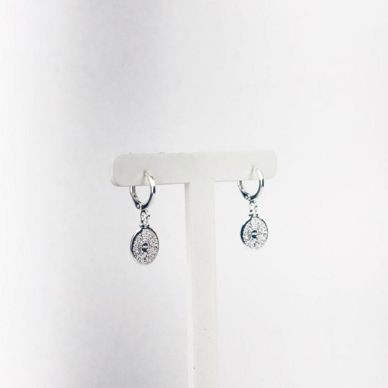 Brinco de Argolinha com Medalhinha de São Bento Folheado a Prata