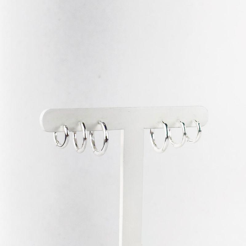 Brinco Trio de Argolinhas Redondas Folheado a Prata