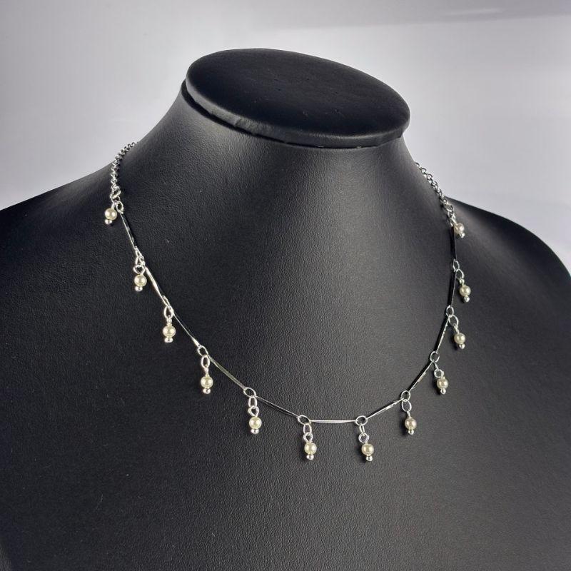Choker com Mini Pérolas Folheado a Prata