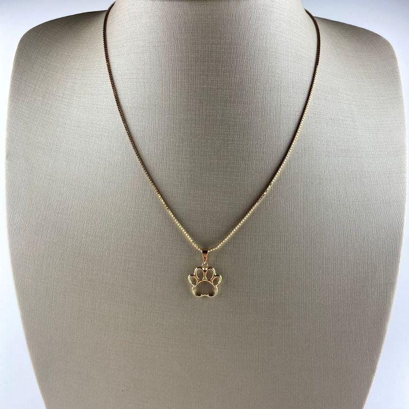 Colar Veneziana com Pingente Patinha Pet Folheada a Ouro 18k
