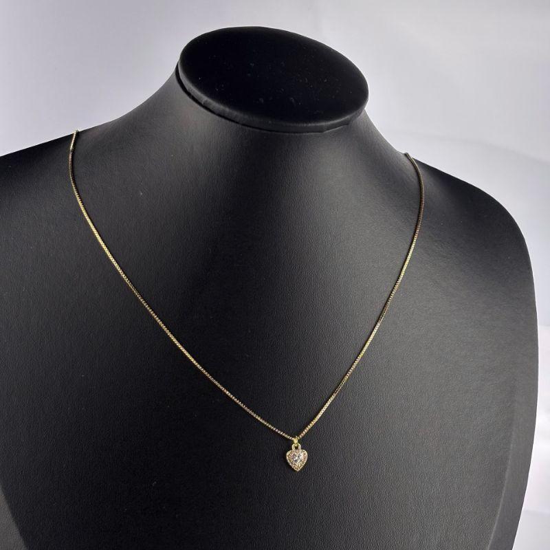 Colar Veneziana Pingente de Coração em Zircônias Folheado a Ouro 18k