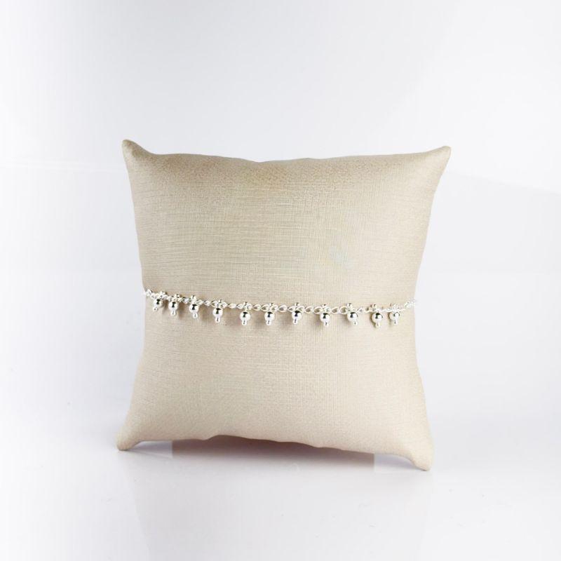 Pulseira Com Bolinhas Penduradas Folheada a Prata