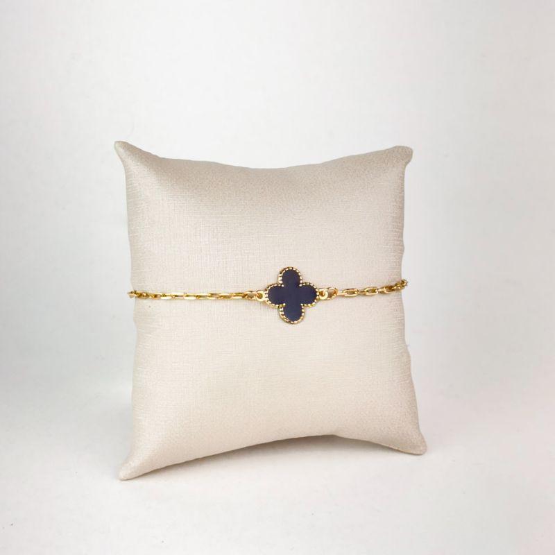 Pulseira Elo Cartier Pingente Inspiração Van Cleef Folheada a Ouro 18k