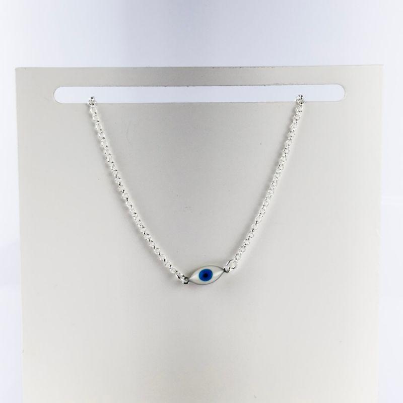 Tornozelera Olho Grego Folheada a Prata