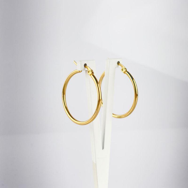 Brinco Argola Lisa  em Aço Inox 316L na Cor Dourada