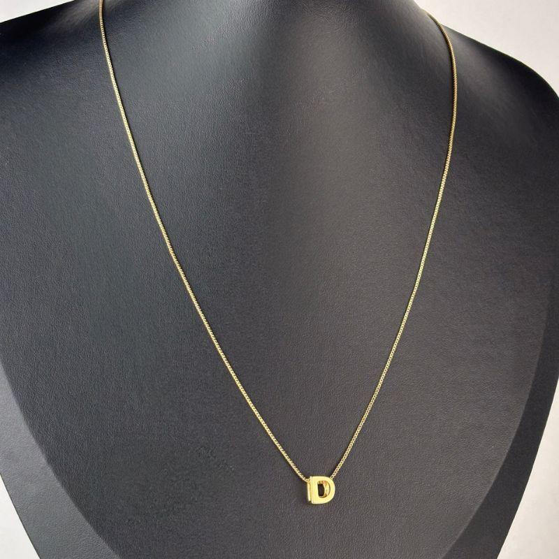 Colar Veneziana Com Pingente de Letra D Folheado a Ouro 18k