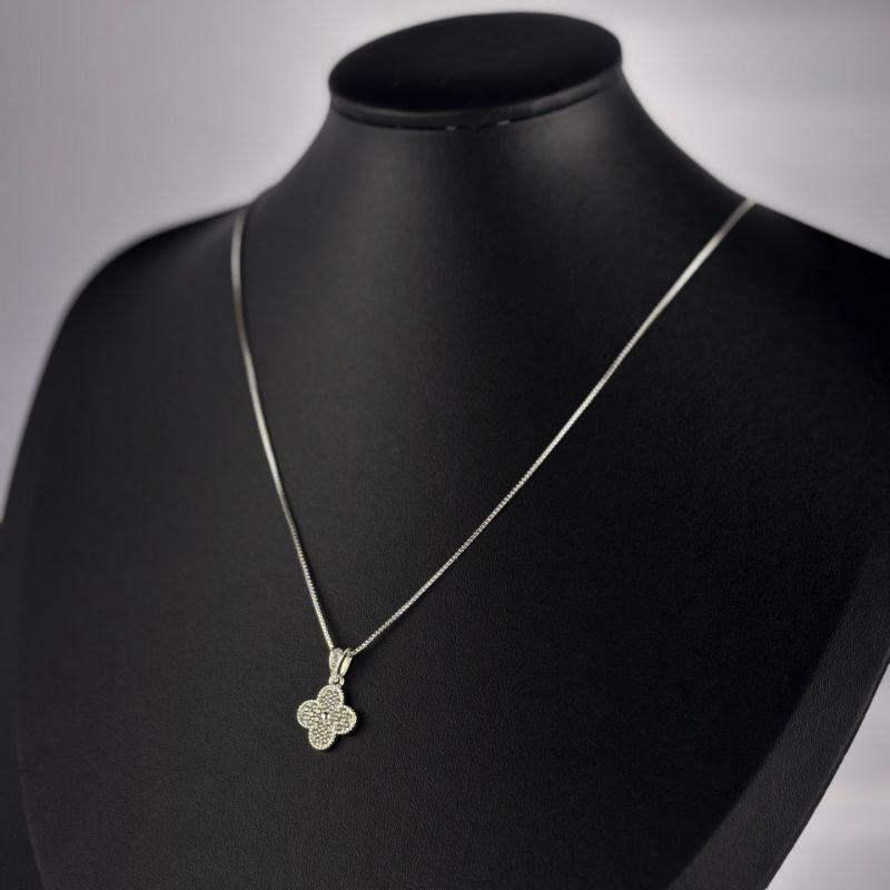 Colar Veneziana com Pingente Van Cleef em Zircônia Folheado a Prata