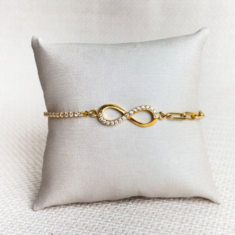 Pulseira Riviera e Cartier Infinity Folheada a Ouro 18k