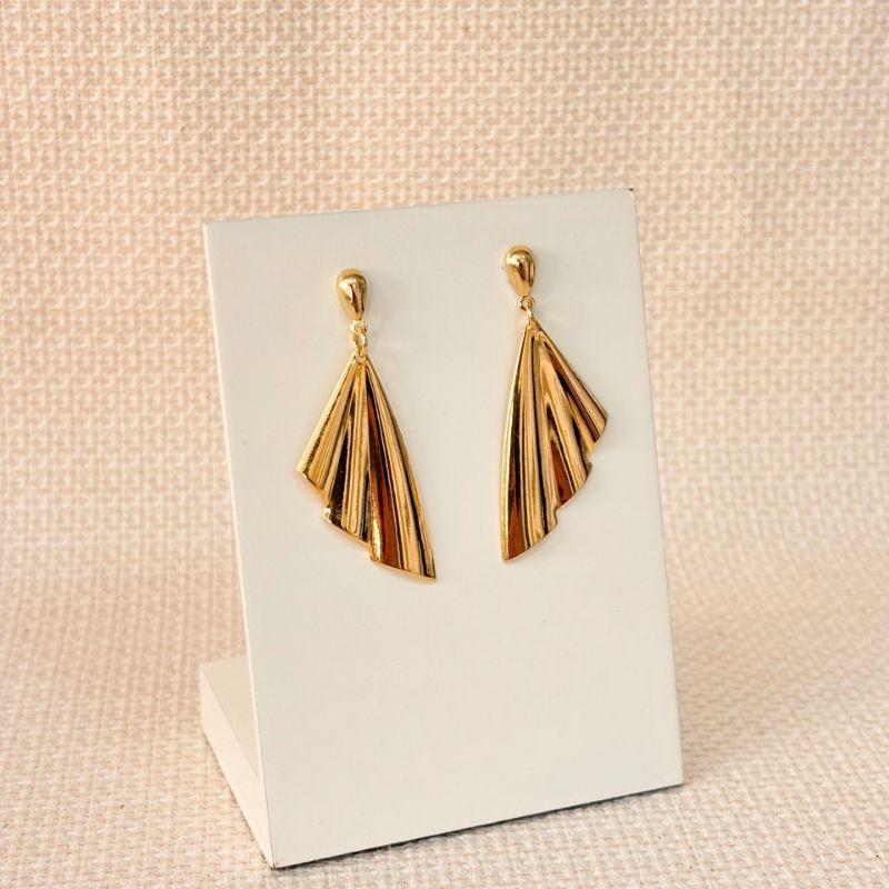 Brinco Design de Leque Folheado a Ouro 18k