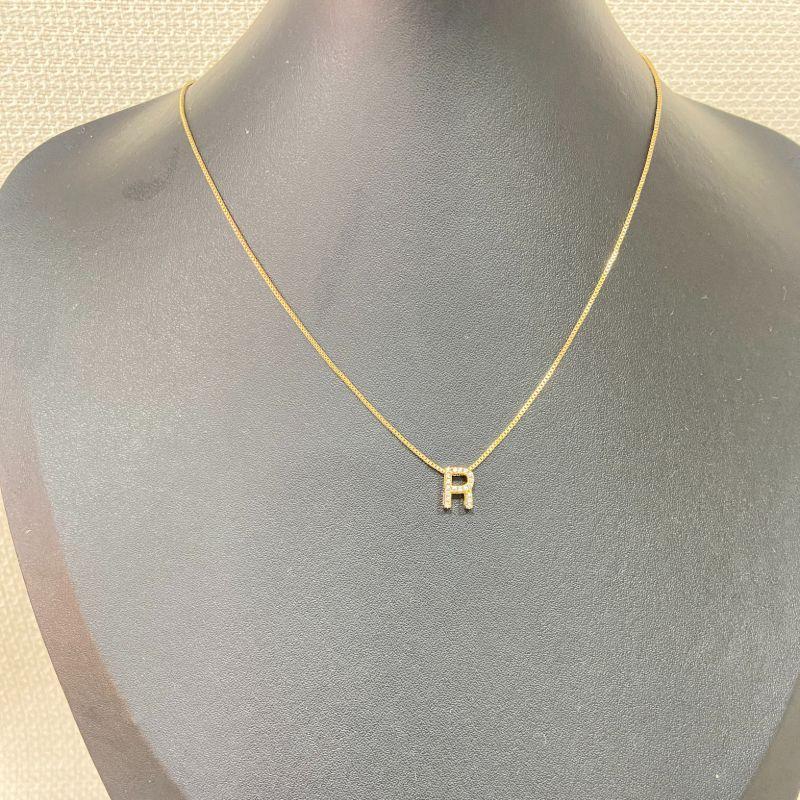 Colar Veneziana com Pingente de Letra Cravejada de Zircônias