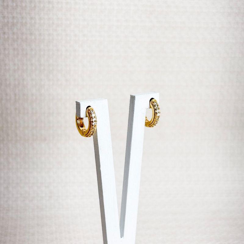 Brinco Argolinha Cravejado de Microzircônias Folheado a Ouro 18k