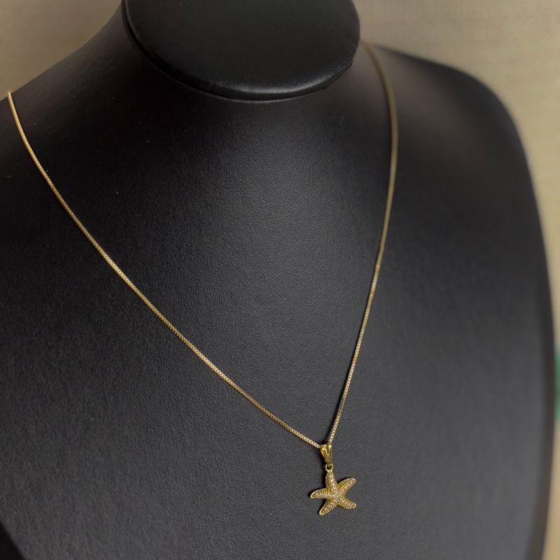 Colar Veneziana Pingente Estrela do Mar Folheado a Ouro 18k