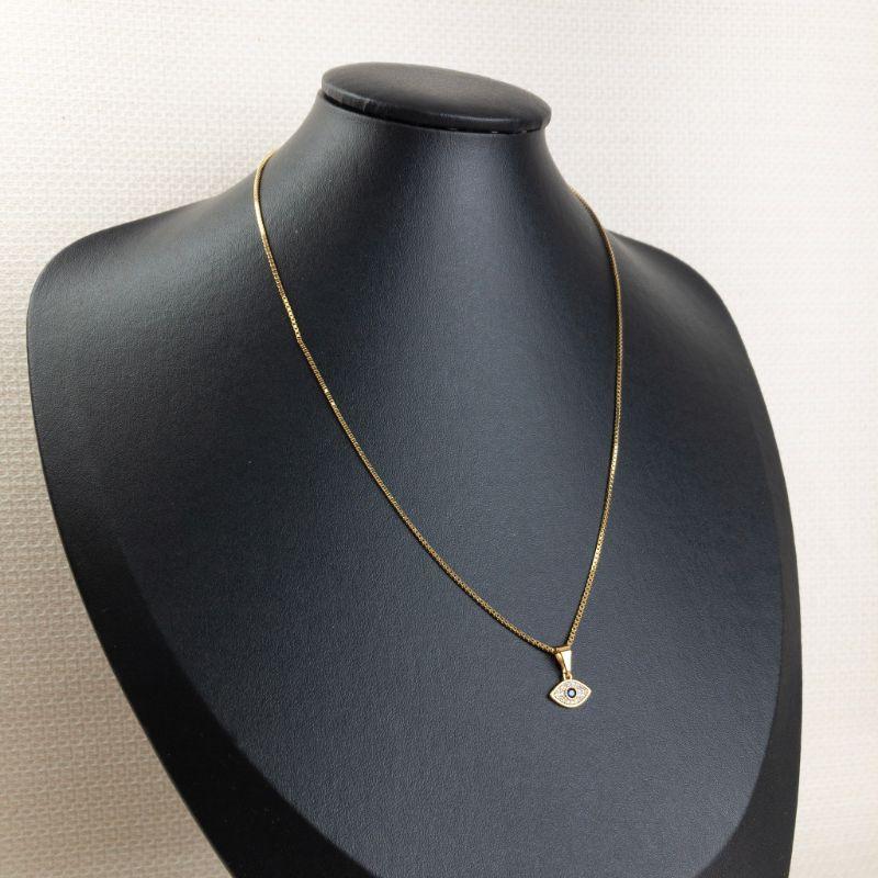 Colar Olho Grego Cravejado em Zircônias e Folheado a Ouro 18k