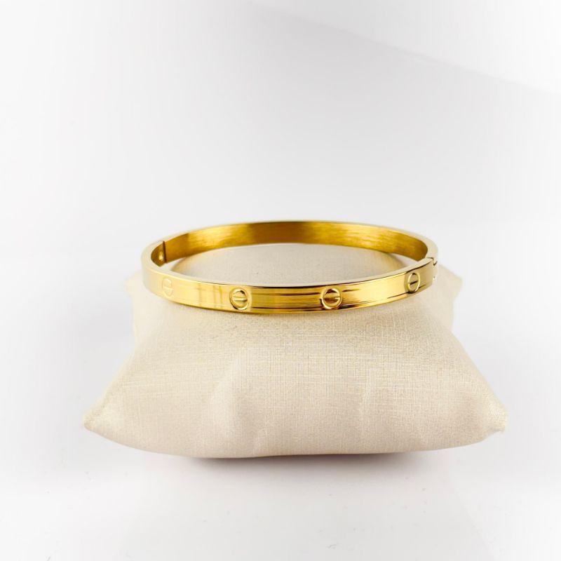 Bracelete Inspiração Cartier em Aço Inox 316L na Cor Dourada