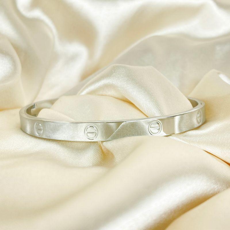 Bracelete Inspiração Cartier em Aço Inox 316L na Cor Prateada