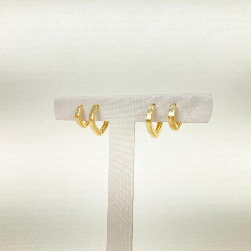 Brinco Duo Argola Gota Folheado a Ouro 18k