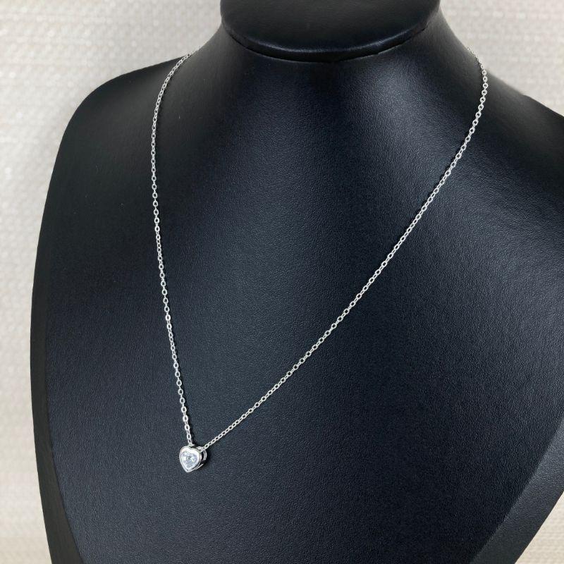 Colar Elo Cadeadinho Com Pingente Coração Folheado a Prata