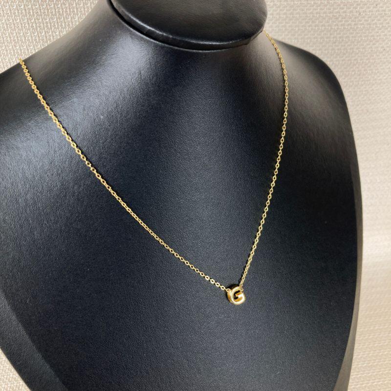 Colar Elo Cadeadinho com Pingente Letra G Lisa Folheado a Ouro 18k