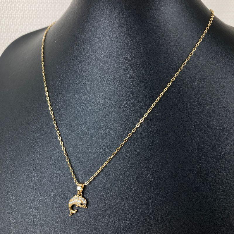 Colar Elo Cadeadinho Com Pingente Golfinho Folheado a Ouro 18k