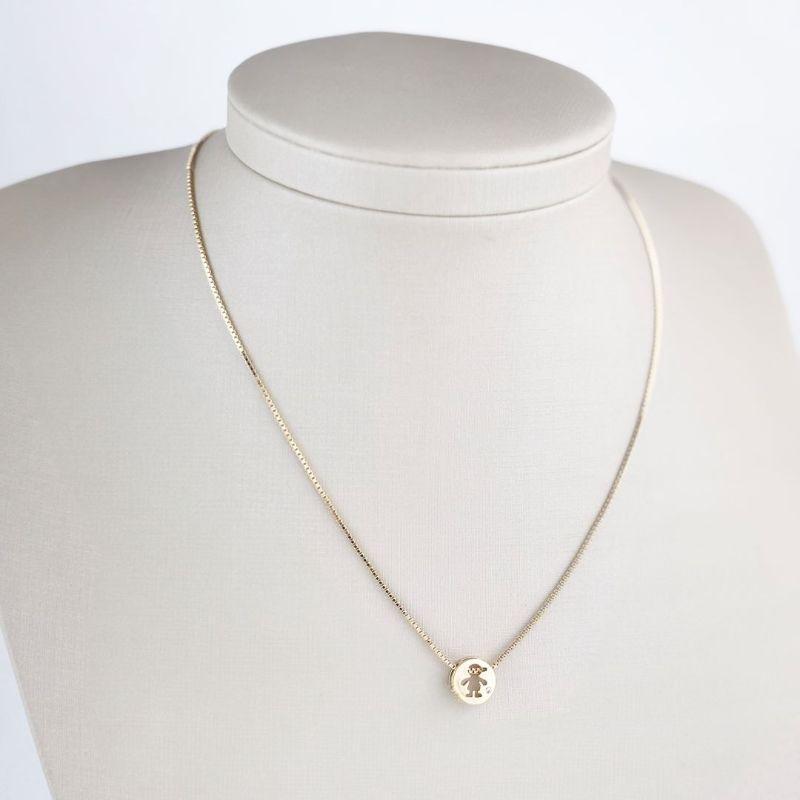 Colar Veneziana com Pingente de Menino Cravejado de Zircônias Folheado a Ouro 18k