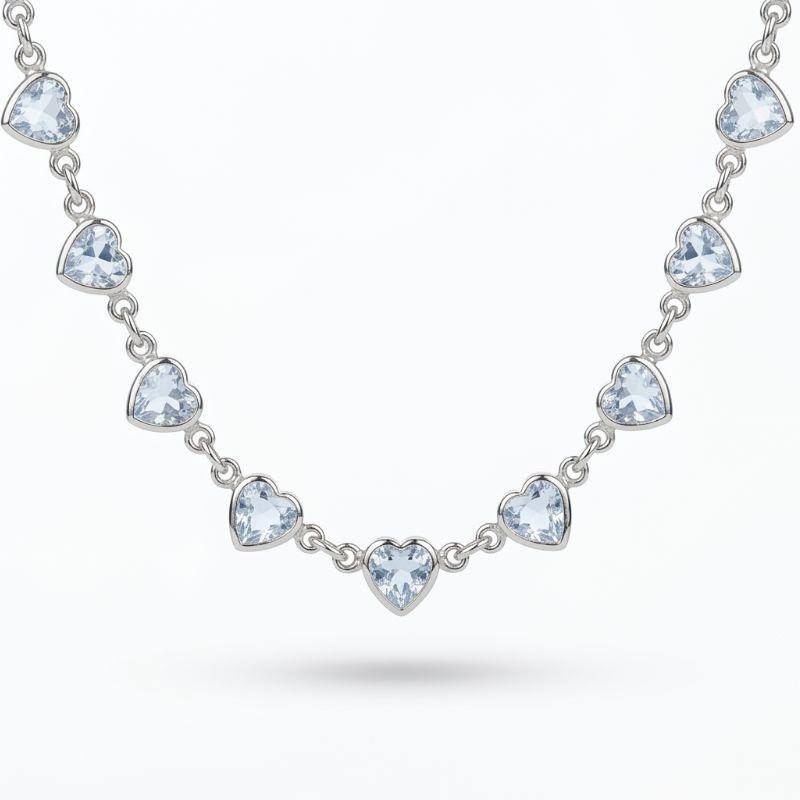 Choker Corações de Zircônias Folheado a Prata