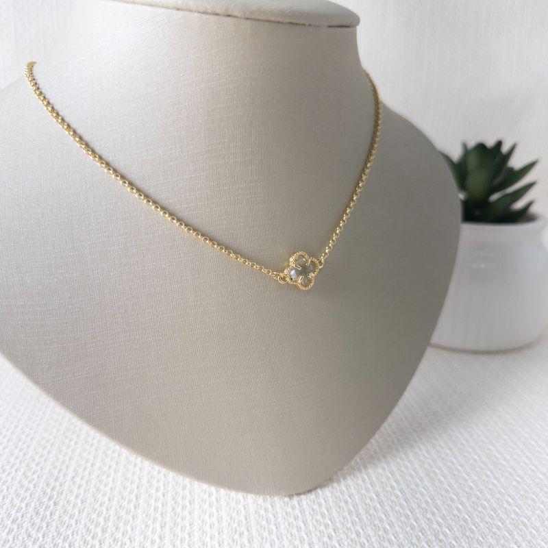 Choker Trevo Cristal Inspiração Van Cleef Folheada a Ouro 18K