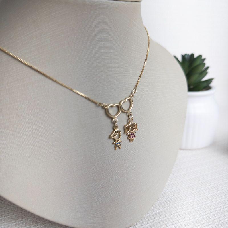 Colar Casal com Corações Folheado a Ouro 18k