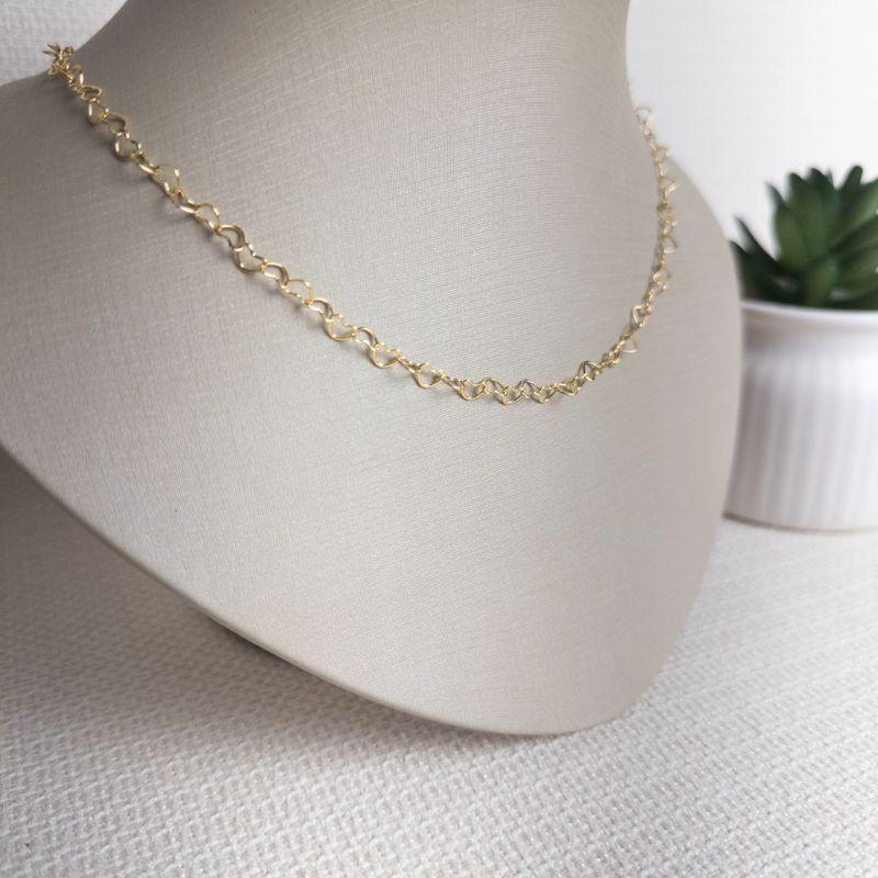 Colar Elos de Coração Folheado a Ouro 18K