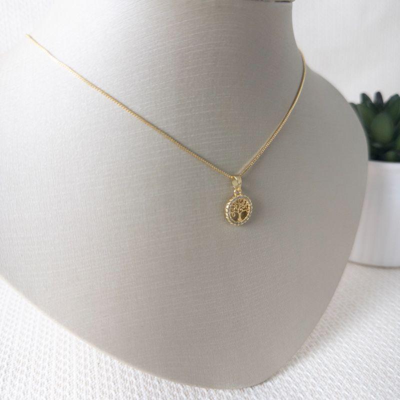 Colar Veneziana com Pingente Árvore da Vida Folheado a Ouro 18k