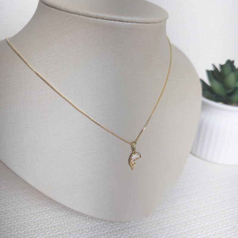 Colar Veneziana Com Pingente Golfinho Folheado a Ouro 18k