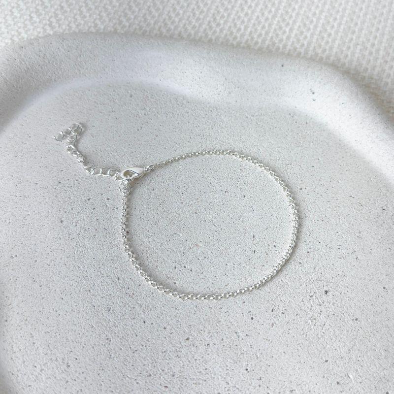 Pulseira Elo Português 1,8mm Folheada a Prata