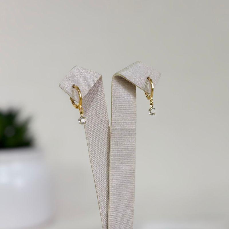 Brinco Argolinha com Ponto de Luz Folheado a Ouro 18k
