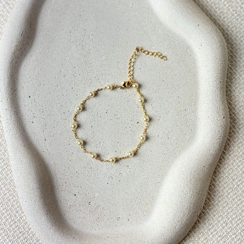 Pulseira Cartier Com Pérolas Folheada a Ouro 18K